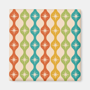 Mid Century Retro Starbursts on ogee pattern    Magnet
