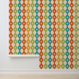 Mid Century Retro Starbursts on ogee pattern    Wallpaper