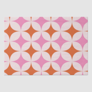 Mid Century Retro Starbursts Pattern Orange Pink  Tissue Paper