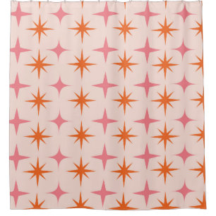 Mid Century Retro Starbursts Pattern Pink Orange 