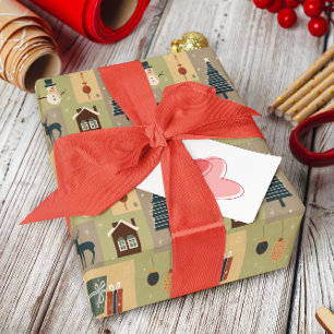 Mid-century Retro Vintage Christmas Ornaments Wrapping Paper
