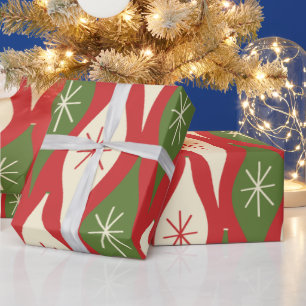 Mid-Century Retro Vintage Christmas Ornaments Wrapping Paper