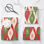 Mid-Century Retro Vintage Christmas Ornaments Wrapping Paper Sheet<br><div class="desc">Cute mid-century modern abstract Christmas ornaments pattern in retro red,  green,  and cream. Fun vintage xmas style; a touch of the atomic age with a midcentury 50s and 60s aesthetic. By Kierkegaard Design Studio.</div>
