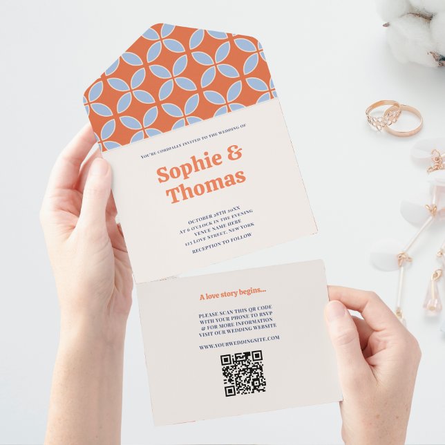 Mid Century Retro Wedding All In One Invitation (Retro Mid Century Wedding All In One Invitation)