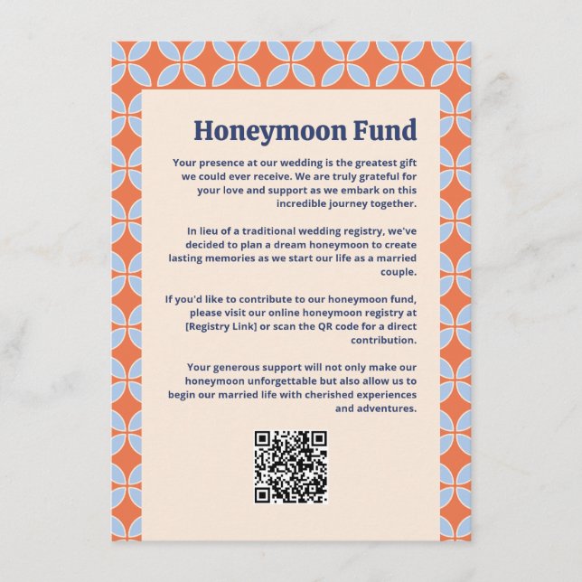 Mid Century Retro Wedding Enclosure Card (Front)