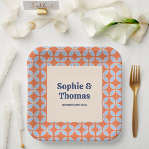 Mid Century Retro Wedding Paper Plate