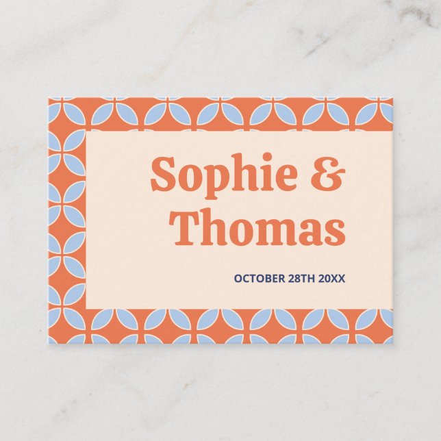 Mid Century Retro Wedding Place Card (Front)
