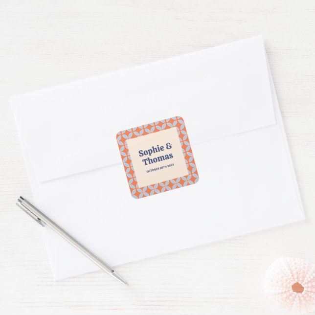 Mid Century Retro Wedding Square Sticker (Envelope)