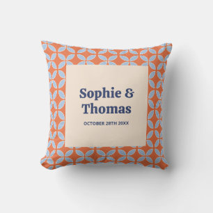 Mid Century Retro Wedding Throw Pillow