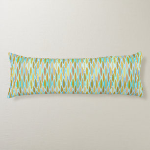 Mid-Century Ribbon Print - blues and neutrals Body Pillow