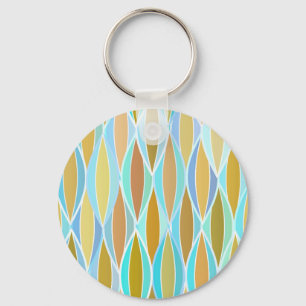 Mid-Century Ribbon Print - blues and neutrals Keychain