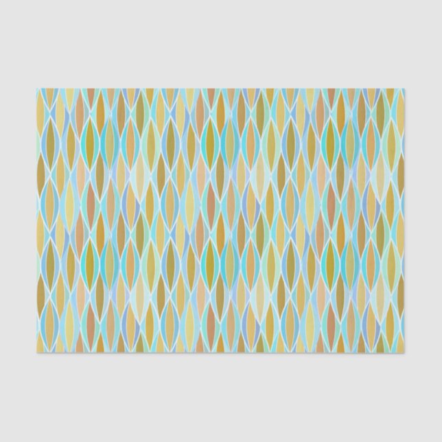 Mid-Century Ribbon Print - blues and neutrals Tissue Paper (Front)