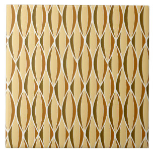 Mid-Century Ribbon Print - brown and caramel Tile