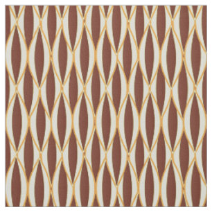 Mid-Century Ribbon Print - brown and gold Fabric