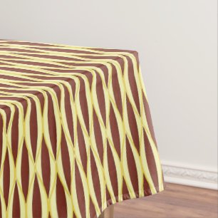 Mid-Century Ribbon Print - brown and gold Tablecloth
