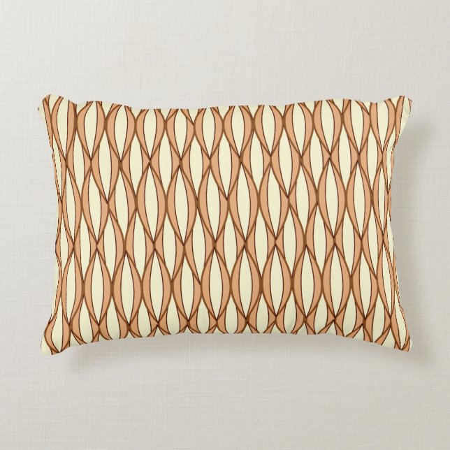 Mid-Century Ribbon Print - camel tan and cream Decorative Pillow (Front)
