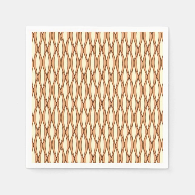 Mid-Century Ribbon Print - camel tan and cream Napkin (Front)