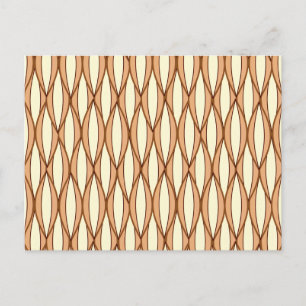 Mid-Century Ribbon Print - camel tan and cream Postcard