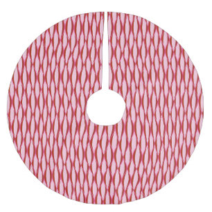 Mid-Century Ribbon Print - pink and burgundy Brushed Polyester Tree Skirt