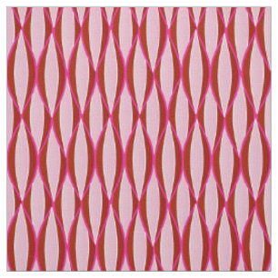 Mid-Century Ribbon Print - pink and burgundy Fabric