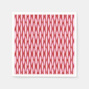Mid-Century Ribbon Print - pink and burgundy Napkin