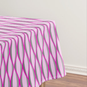 Mid-Century Ribbon Print - pink and grey / grey Tablecloth
