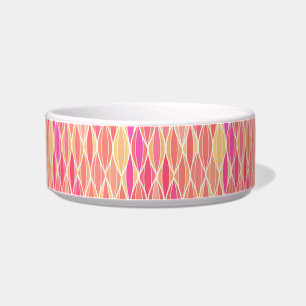 Mid-Century Ribbon Print - pink, coral and gold Bowl