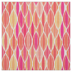 Mid-Century Ribbon Print - pink, coral and gold Fabric