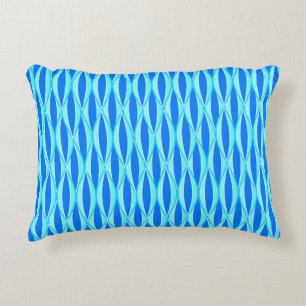 Mid-Century Ribbon Print - shades of blue Accent Pillow