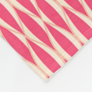 Mid-Century Ribbon Print - shades of coral Fleece Blanket