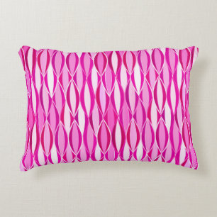 Mid-Century Ribbon Print - shades of fuchsia pink Accent Pillow