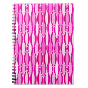 Mid-Century Ribbon Print - shades of magenta pink Notebook