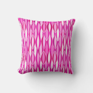 Mid-Century Ribbon Print - shades of magenta pink Throw Pillow