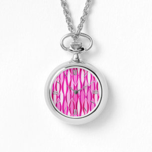 Mid-Century Ribbon Print - shades of magenta pink Watch