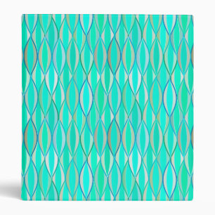 Mid-Century Ribbon Print - shades of turquoise Binder