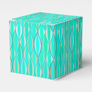 Mid-Century Ribbon Print - shades of turquoise Favor Box