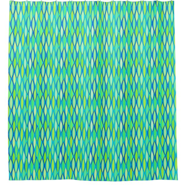 Mid-Century Ribbon Print - turquoise and lime (Front)