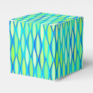 Mid-Century Ribbon Print - turquoise and lime Favor Box