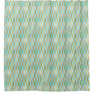 Mid-Century Ribbon Print - turquoise and tan