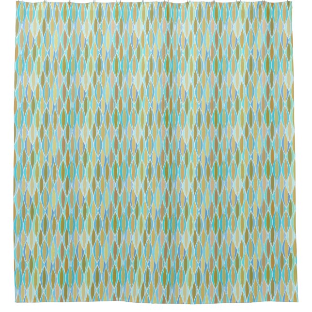 Mid-Century Ribbon Print - turquoise and tan (Front)