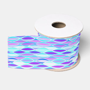 Mid-Century Ribbon Print - violet and aqua Grosgrain Ribbon