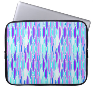 Mid-Century Ribbon Print - violet and aqua Laptop Sleeve