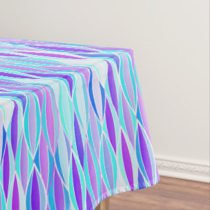 Mid-Century Ribbon Print - violet and aqua Tablecloth