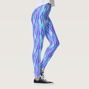 Mid-Century Ribbon Print, Violet, Blue and Aqua Leggings
