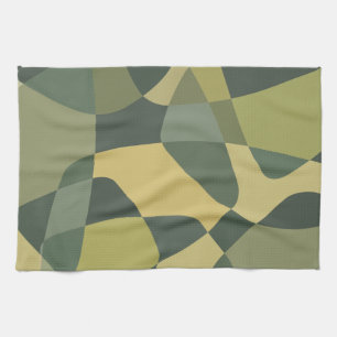 Mid Century Rock Layers Green Kitchen Towel