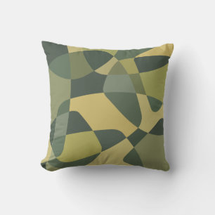 Mid Century Rock Layers Green Throw Pillow