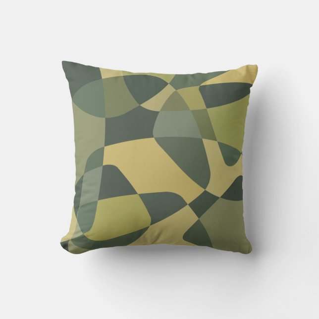 Mid Century Rock Layers Green Throw Pillow (Front)