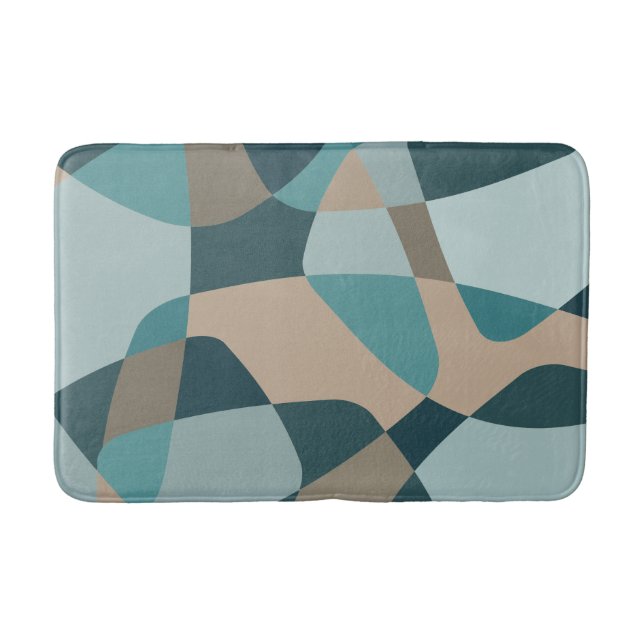 Mid Century Rock Layers Teal Bath Mat (Front)