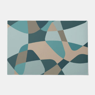 Mid Century Rock Layers Teal Doormat