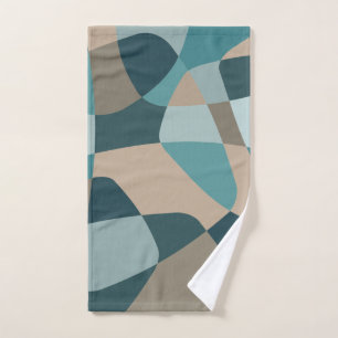 Mid Century Rock Layers Teal Hand Towel